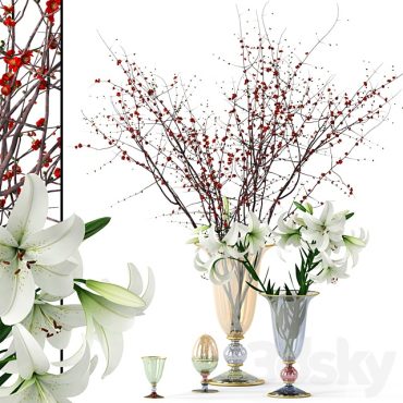 مدل سه بعدی گل و گلدان رومیزی 778