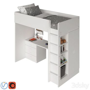 مدل سه بعدی تخت کودک 487