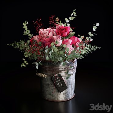 مدل سه بعدی گل و گلدان رومیزی 928