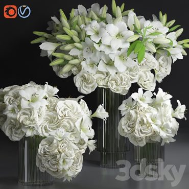 مدل سه بعدی گل و گلدان رومیزی 1029
