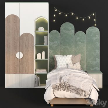 مدل سه بعدی تخت و کمد کودک مدرن 208 مدل سه بعدی تخت و کمد کودک مدرن 208